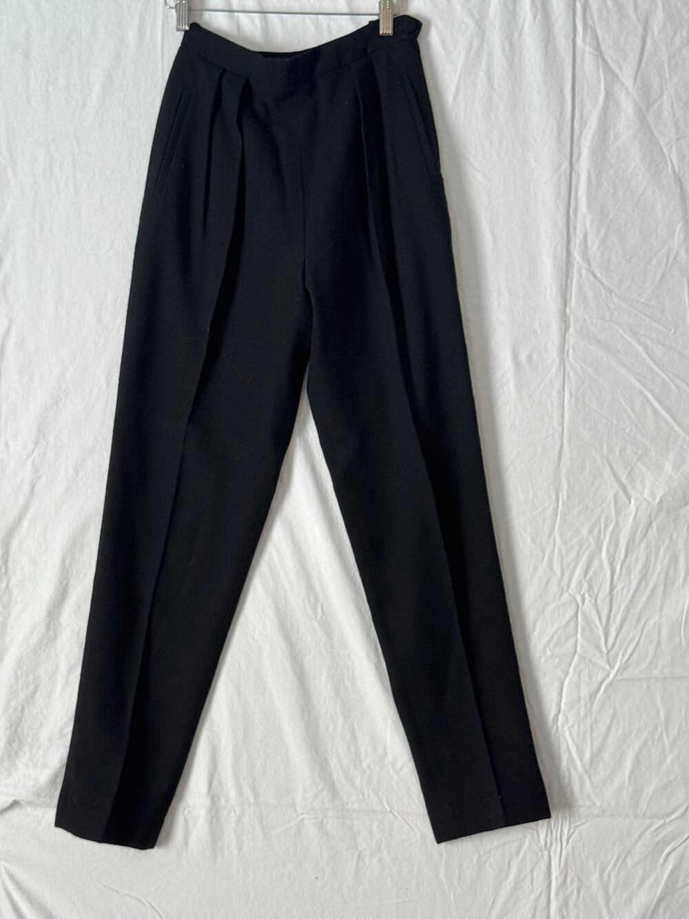 VTG Ralph Lauren 100% Wool Pleated Black High Waisted Pants Made In USA Size 6